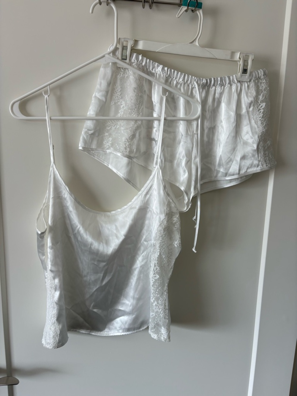 In Bloom by Jonquil White Satin Lace Cami & Drawstring Shorts Set